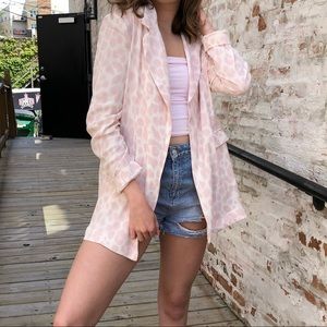 AFRM annika patterned longline boyfriend blazer light pink leopard